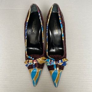 DOLCE & GABBANA  Tweed with Leather trim Shoes. Sz 40.